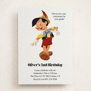 Pinocchio Birthday Invitation, Editable Classic Puppet Party Invite, Vintage Storybook Theme, Instant Download