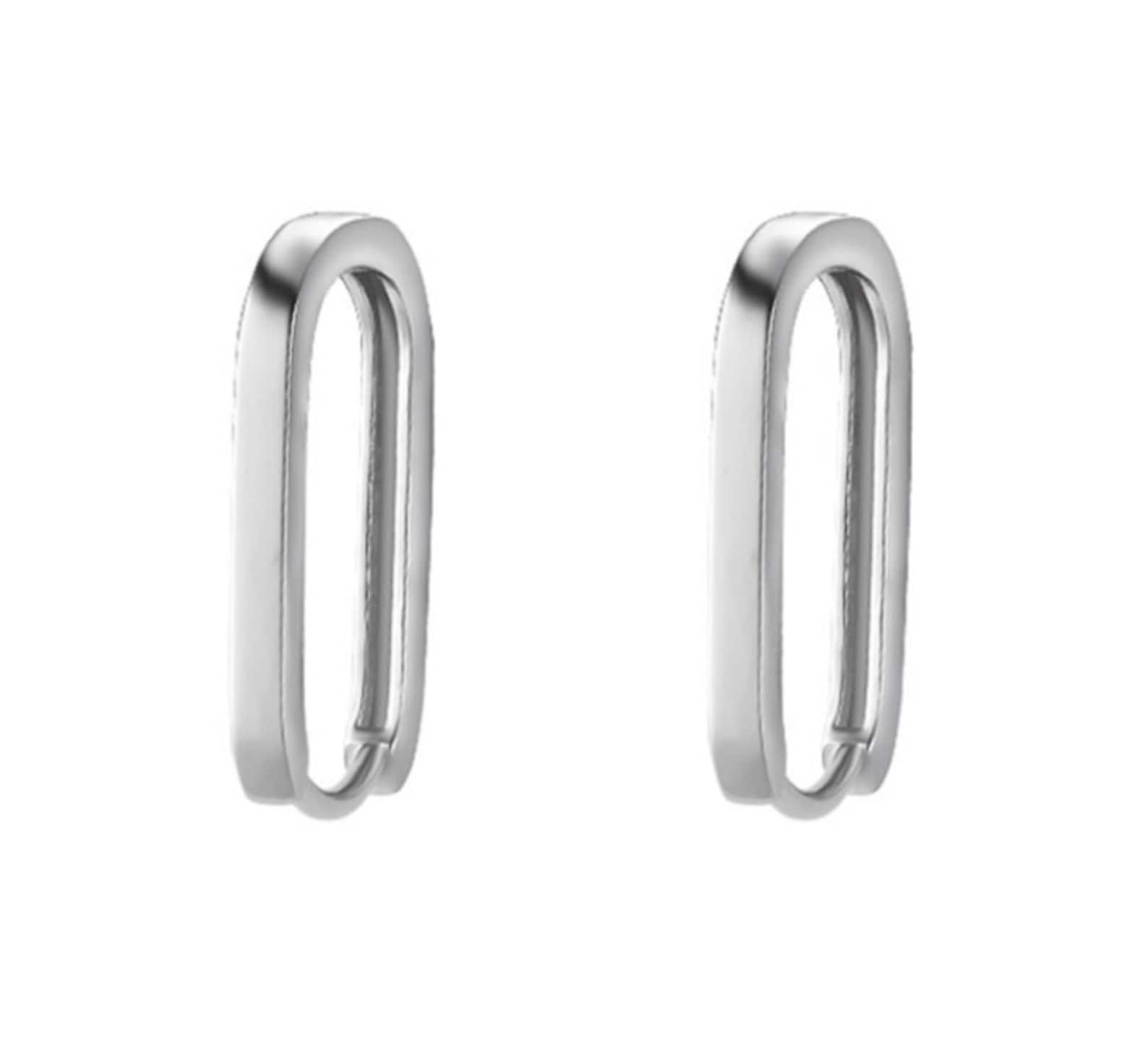 925 Sterling Silver Earrings With Paper Clip Square High Sense Etsy