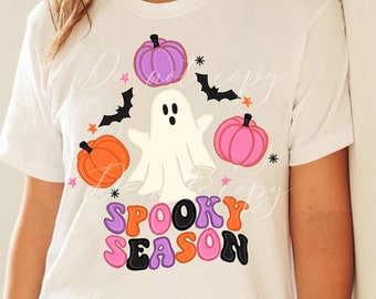 Spooky Season Ghost Pumpkins PNG, Sublimation Design, Screenprint Design