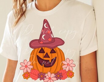 Fall Witch Pumpkin PNG, Sublimation Design, Screenprint Design