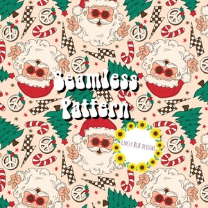 Seamless Pattern Peace Christmas Santa