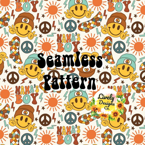 Seamless Pattern Smiley Mama's Boy Skateboard