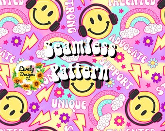 Seamless Pattern Smiley Affirmation