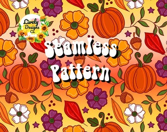 Seamless Pattern Fall Pumpkin Floral