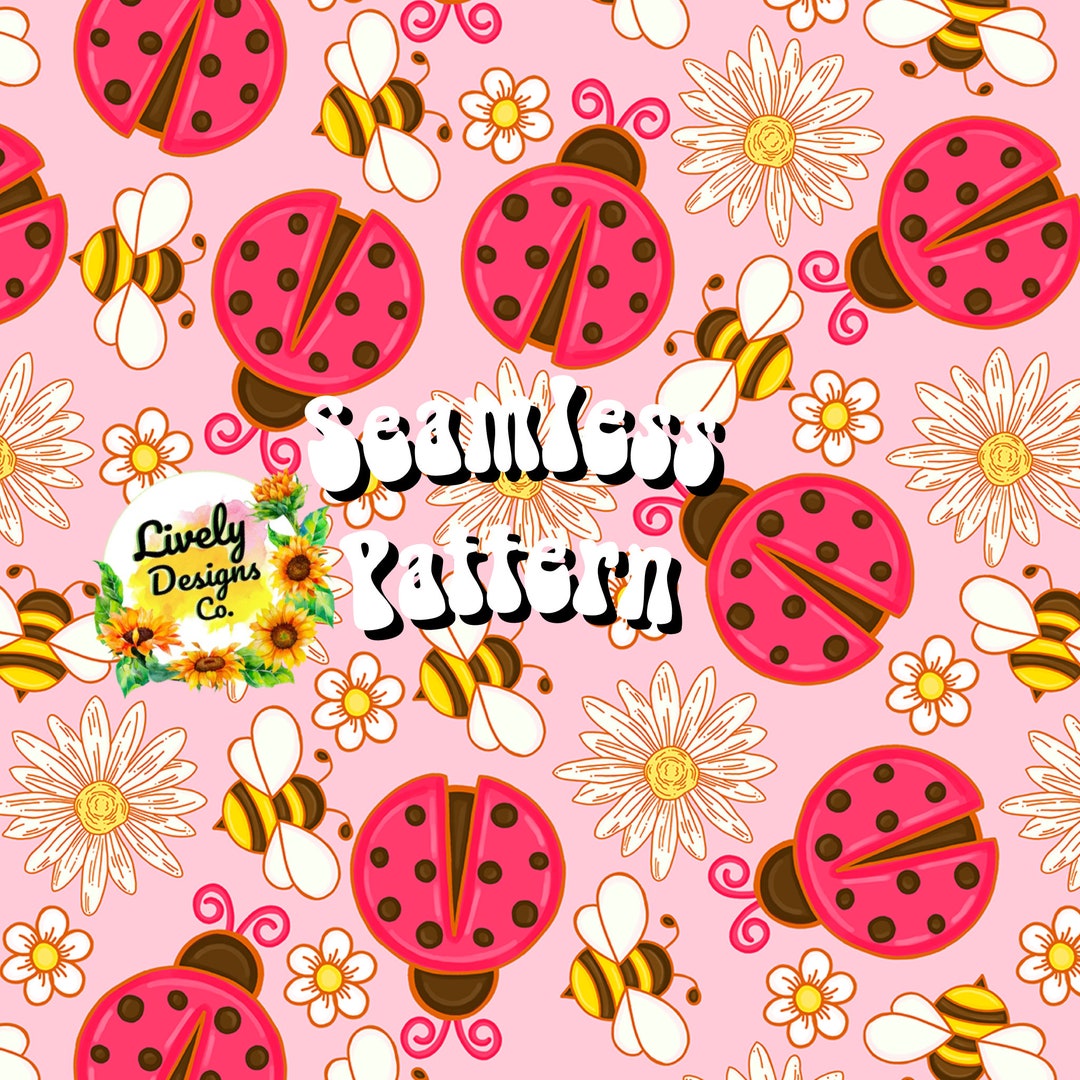 Lady Bug Spring Pattern Seamless Pattern Spring Daisy Ladybug Bees - Etsy