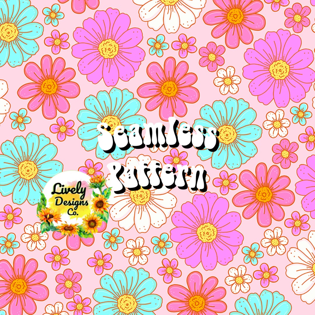 Seamless Pattern Pink Spring Flowers - Etsy