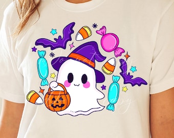 Ghost Halloween Witch PNG, Sublimation Design, Screenprint Design