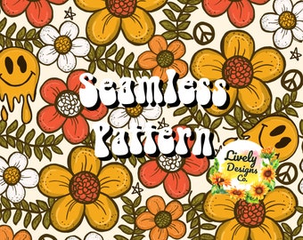 Nahtloses Muster Retro Smiley Floral