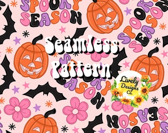 Seamless Pattern Spooky Season Jack o Lantern