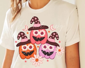 Groovy Witch Pumpkins PNG, Sublimation Design, Screenprint Design