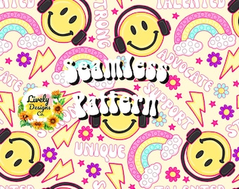 Seamless Pattern Smiley Affirmation