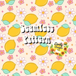 Seamless Pattern Summer Lemon Floral Daisy