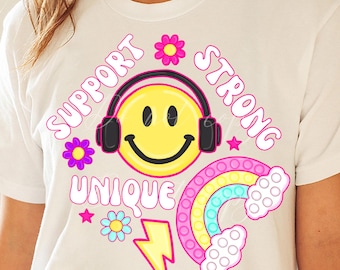 Afirmación de autismo con sonrisa PNG, diseño de sublimación, diseño de serigrafía