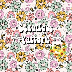 Seamless Pattern Spring Bees Floral