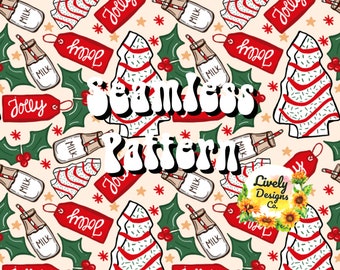 Seamless Pattern Jolly Christmas Cakes