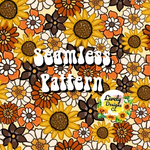 Seamless Pattern Sunflower Fall Floral