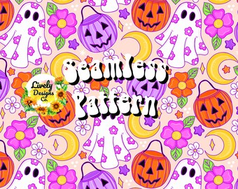 Fantasmi senza cuciture con zucche per dolcetto o scherzetto