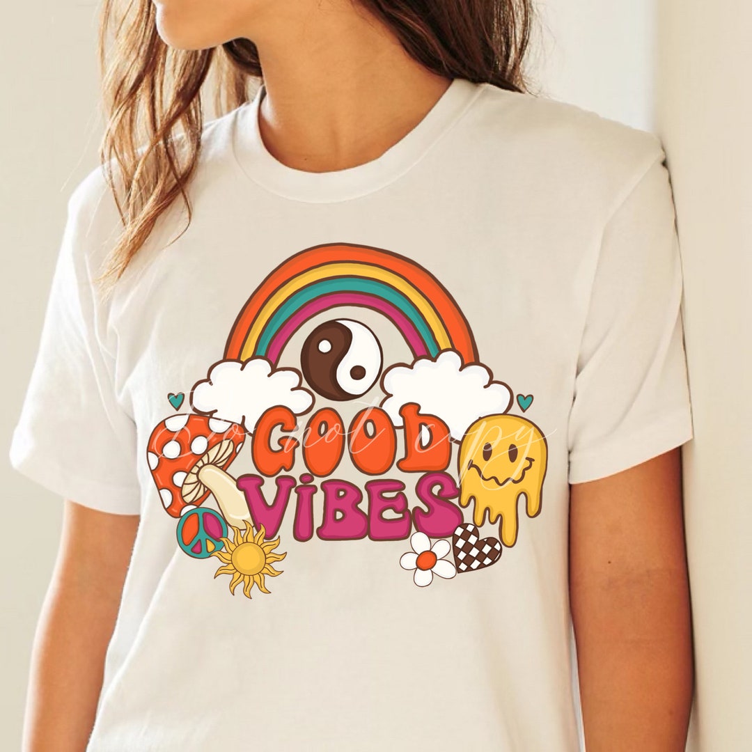 Good Vibes Retro PNG, Sublimation Design, Screenprint Design - Etsy