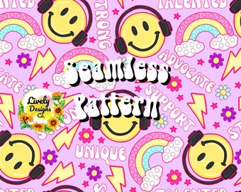 Seamless Pattern Smiley Fidget Affirmation