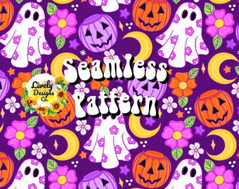 Fantasmi senza cuciture con zucche per dolcetto o scherzetto
