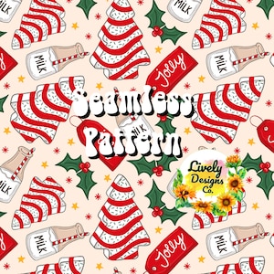 Nahtloses Muster Holly Jolly Christmas Cakes