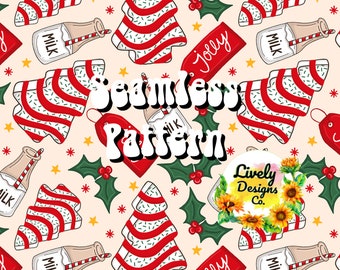 Patrón Sin Fisuras Con Tortas Navidad Holly Jolly