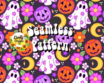 Fantasmi senza cuciture con zucche per dolcetto o scherzetto