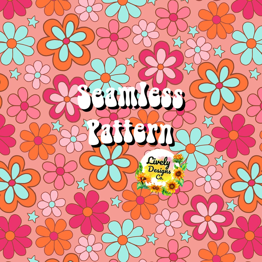 Seamless Pattern Summer Retro Flowers - Etsy