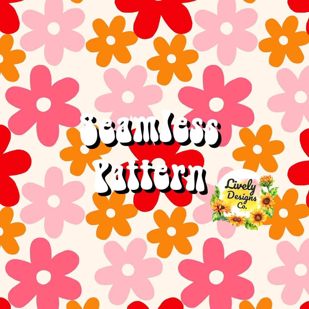 Seamless Pattern Retro Groovy Retro Flowers - Etsy