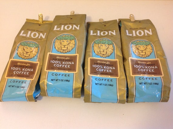 Lion 100% Kona Coffee: Medium Roast, Ground - 7oz Bag - Etsy