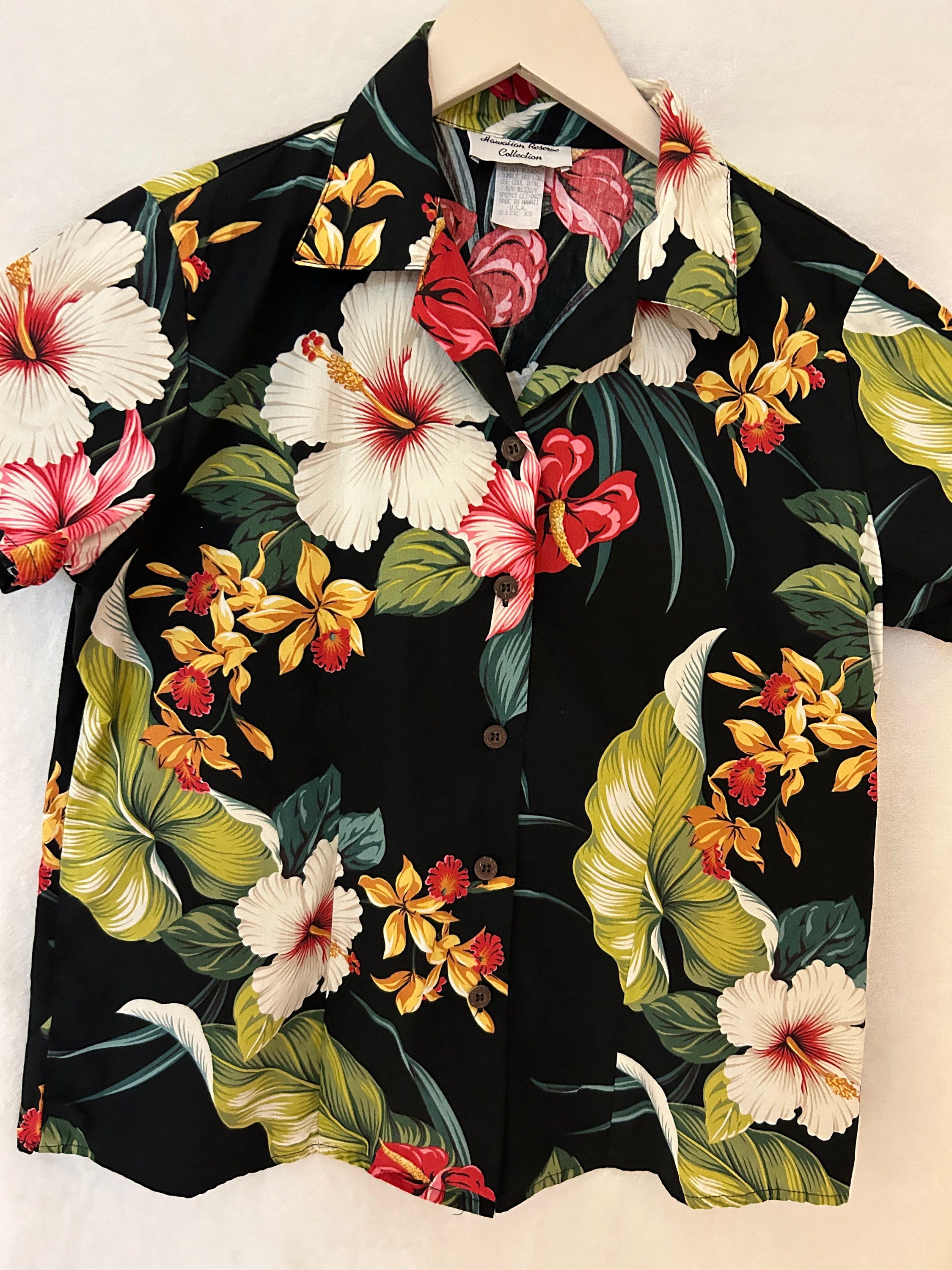 Vintage Hawaiian Reserve Women Hawaiian Aloha Shirt Made in