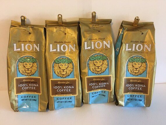 Lion 100 Percent Kona Whole Bean Coffee - 4 Bags (BB 2/2027