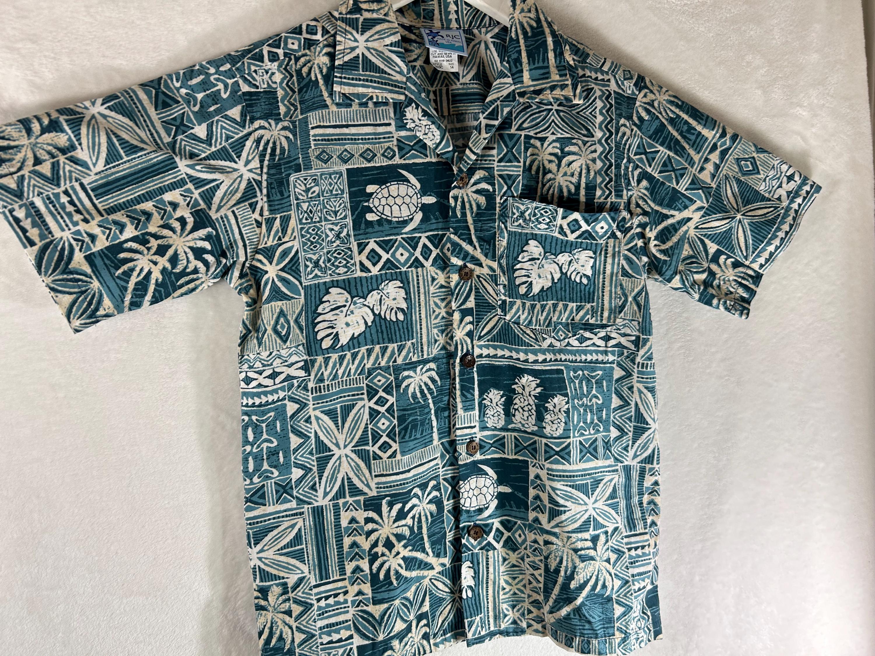 Vintage RJC Hawaiian Aloha Shirt Made in Hawaii 100 Percent