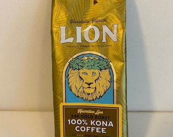 Lion 100% Kona Coffee: Medium Roast, Ground - 7oz Bagquality