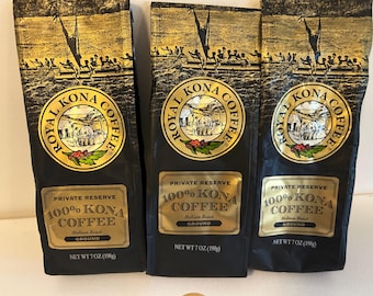 Opakowanie 3 sztuk kawy Hawaii Royal Kona, 100% mielonej, torebki 7 uncji bb 2/27
