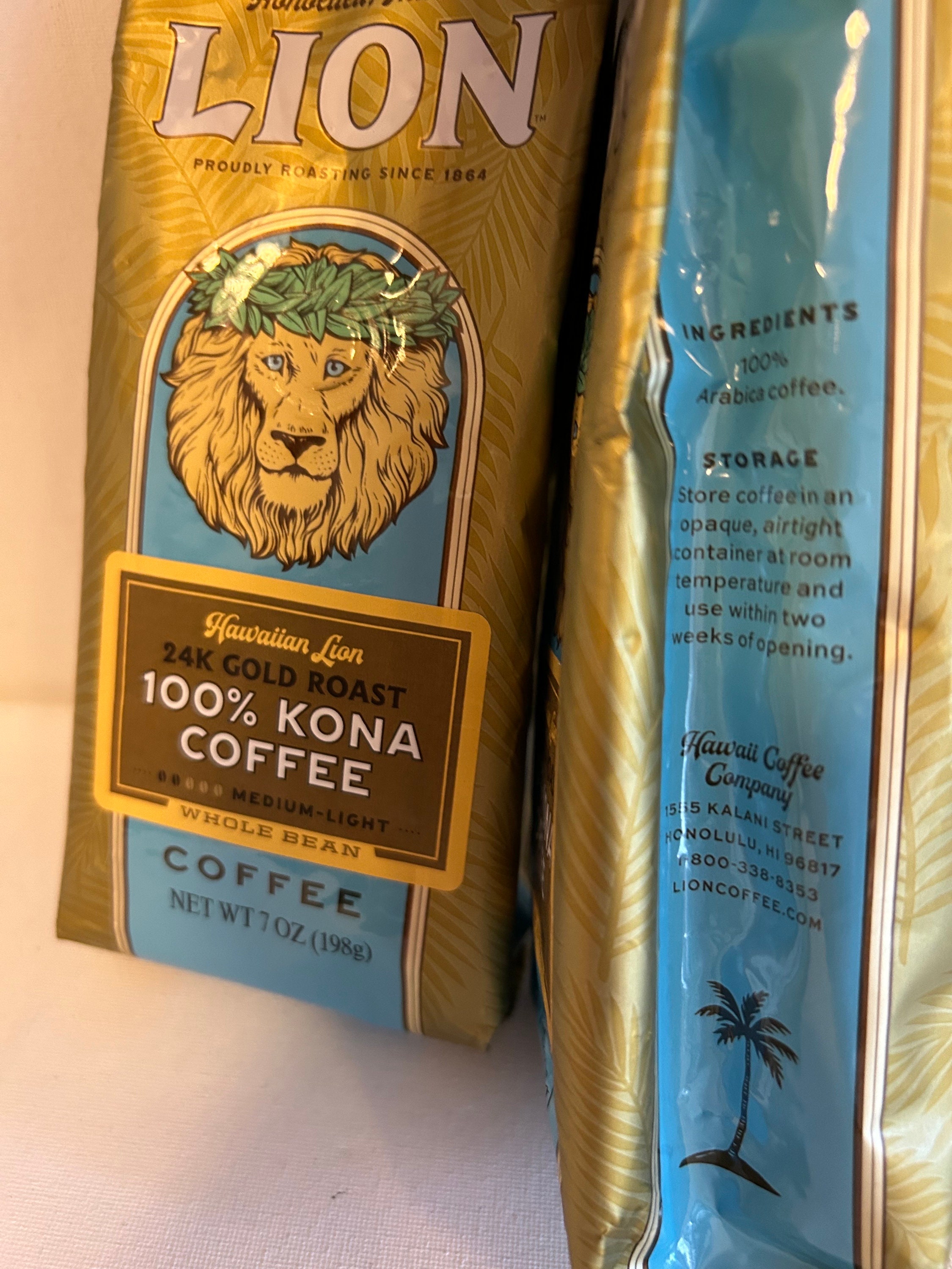Lion 100 Kona Hawaiian Coffee Whole Bean - Fresh Roastquality Lion 100 Kona Hawaiian Coffee Whole Bean - Fresh Roastquality