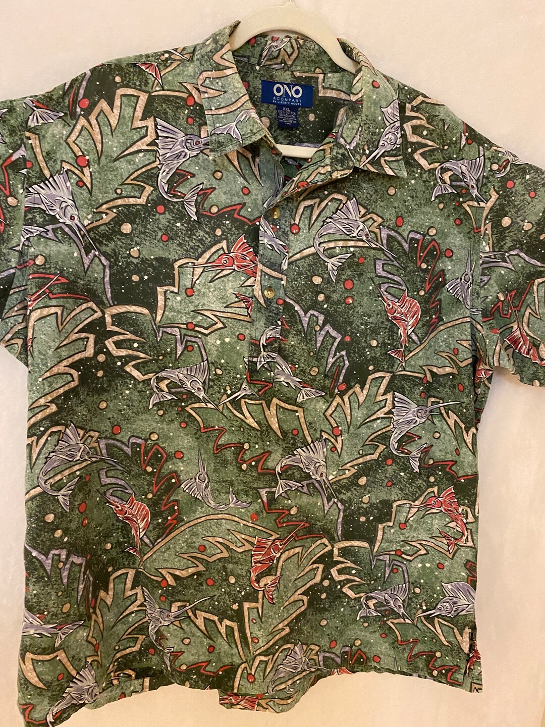 Vintage Inspired Print Hawaiian Aloha White Cream Shirt