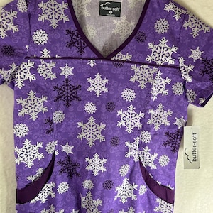 Butter-Soft Scrub Top Shirt Women Small Blue Short Sleeve Pocket Uniform Stretch