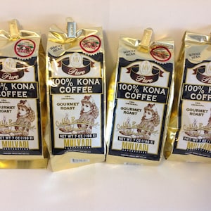 4bag Mulvadi 100% Kona Coffee Whole Bean Medium Roast 7oz.ea New BB12/2024  w/Free shipping