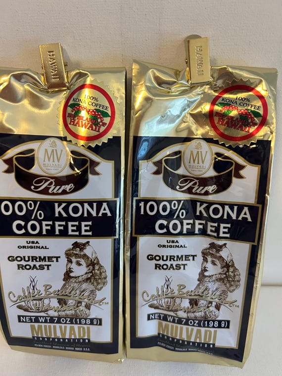 Mulvadi Kona Ground Coffee 2-pack: 100 Kona, 7oz Bb 2/2027 - Etsy