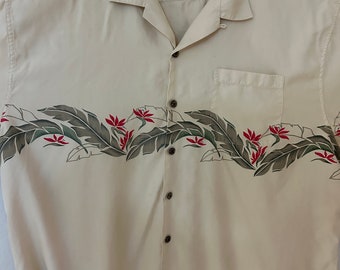 vintage Hawaiian Aloha shirt Hilo Hattie’s  made in hawaii 2 XL  100% silk with free shipping