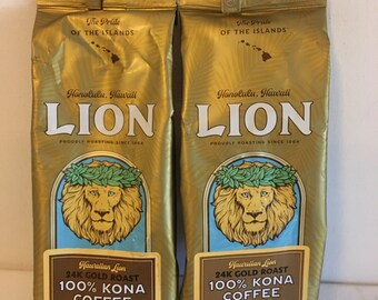 2 bags 100% Kona coffee Lion ground 7 oz ea bb 12/2024 with free shipping