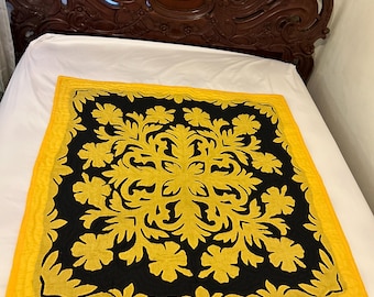 Edredón hawaiano hecho a mano, manta de bebé con apliques, para colgar en la pared (42 x 42)