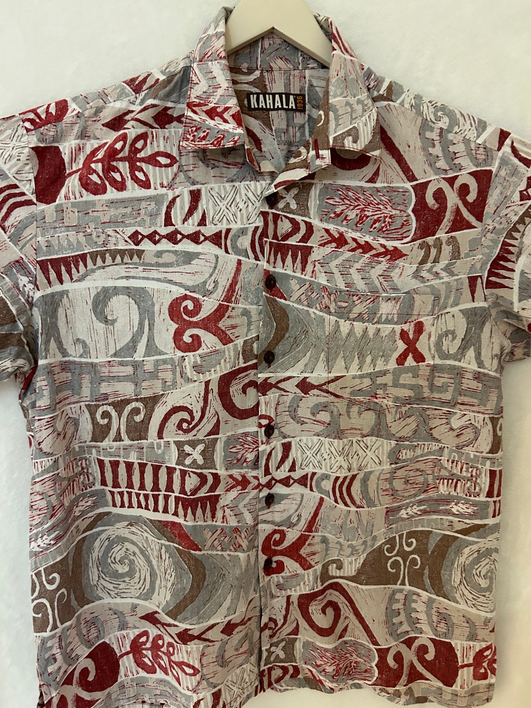 Vintage Hawaiian Aloha Shirt Kahala Made in Hawaii XL 100% Cotton Red ...