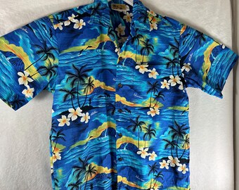 【最安値】 Hawaiian Floral Blue Fashion Winnie Vintage Aloha Made Shirt トップス