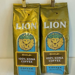 2bags Lion 100% Kona Hawaiian coffee whole bean bb 3/2026  great value! AlohafromHawaiiUS
