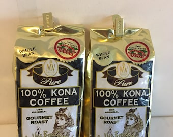 2 bags 100% kona coffee mulvadi gourmet roast whole bean 7oz ea bb 12/2024 with free shipping