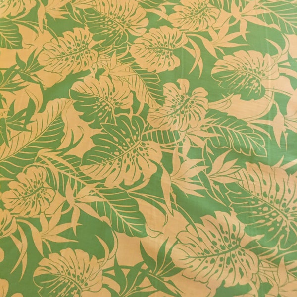 100% cotton Hawaiian fabric by the yard tropical green &yellow colors with free shipping