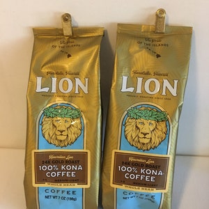 2 bags 100% Kona coffee Lion whole bean 7 oz ea bb 12/2024 with free shipping