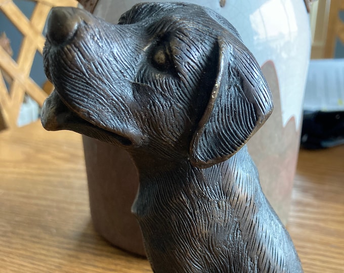 Vintage Labrador Retriever Puppy Bronze Statue